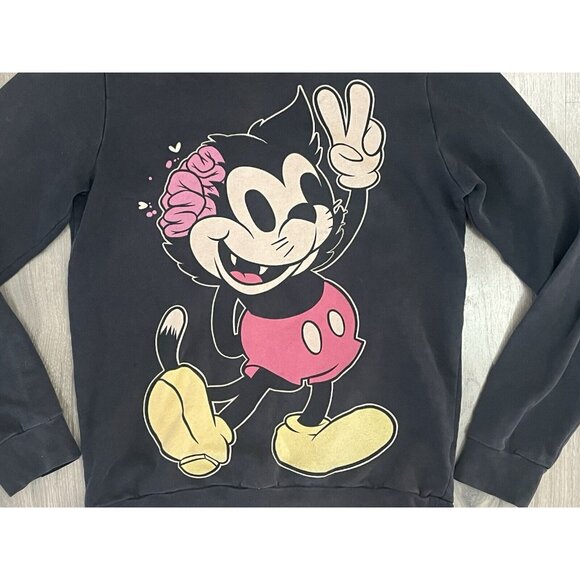 Drop Dead Clothing Disney Zombie Mickey Crewneck Sweatshirt Small Black - Fade? - Picture 3 of 8